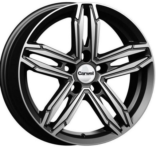 Авто диск Carwel Нева 5x108 R16 литой черный с полировкой et50 d63,4