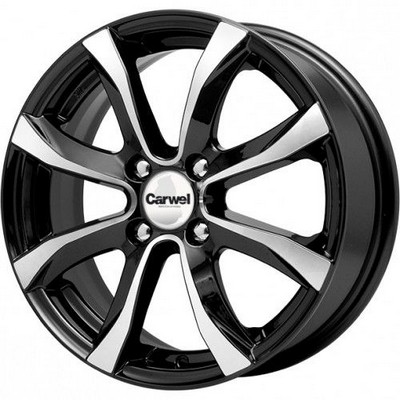 Авто диск Carwel Омикрон 4x100 R15 литой черный с полировкой et35 d67,1