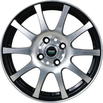 Авто диск Megami Mgm-2 4x100 R15 литой черный с полировкой et50 d60,1