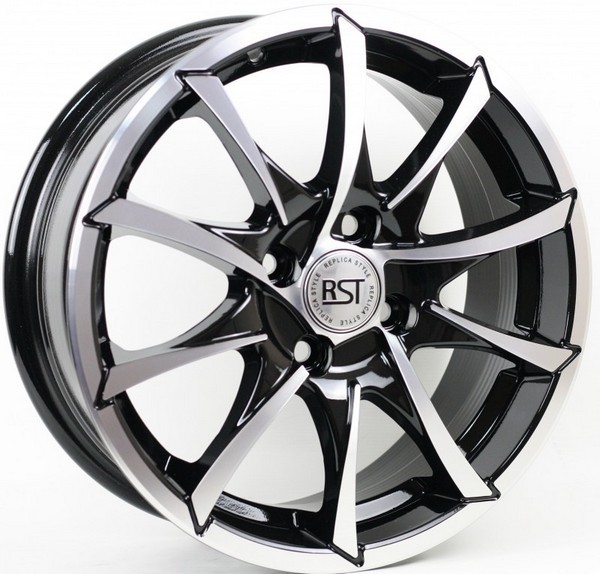 Авто диск Rst R035 4x100 R15 литой черный с полировкой et50 d60,1